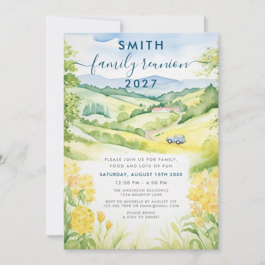 水彩夏フローラカントリーファミリー懇親会 招待状 (正面)