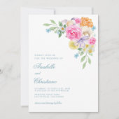 水彩夏フローラガーデンパーティー結婚ズ 招待状 (正面)