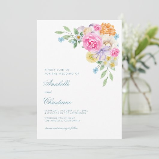 水彩夏フローラガーデンパーティー結婚ズ 招待状 (スタンド正面)