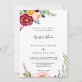 水彩夏フローラスペインの結婚ズ 招待状 (正面)