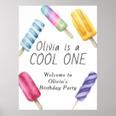 水彩夏ポプシクルアイスクリーム子供の誕生日 ポスター (正面)