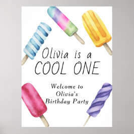 水彩夏ポプシクルアイスクリーム子供の誕生日 ポスター