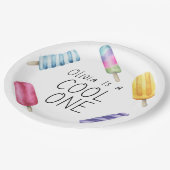 水彩夏ポプシクルアイスクリーム誕生日 ペーパープレート (アングル)