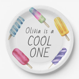 水彩夏ポプシクルアイスクリーム誕生日 ペーパープレート