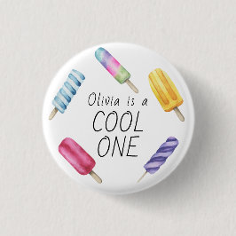 水彩夏ポプシクルアイスクリーム誕生日 缶バッジ