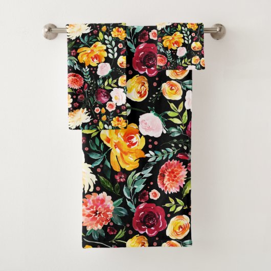 水彩夏モダン花模様 バスタオルセット (インサイチュ)