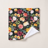 水彩夏モダン花模様 バスタオルセット (ウォッシュタオル)