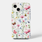 水彩夏ワイルドフラワーパターン iPhoneケース (裏面)