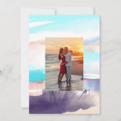 水彩夏日海滩婚礼照片 セーブザデート (裏面)