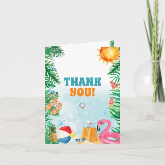 水彩夏日海滩派对 サンキューカード (正面)