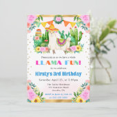 水彩夏日花卉小羊子供誕生日 招待状 (スタンド正面)