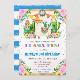 水彩夏日花卉小羊子供誕生日 招待状