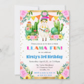 水彩夏日花卉小羊子供誕生日 招待状 (正面)