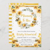 水彩夏日蜜蜂向日葵婴儿淋浴 招待状 (正面/裏面)