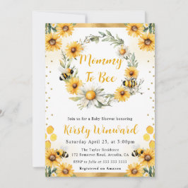 水彩夏日蜜蜂向日葵婴儿淋浴 招待状