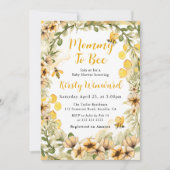 水彩夏日蜜蜂和花朵婴儿淋浴 招待状 (正面)