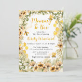水彩夏日蜜蜂和花朵婴儿淋浴 招待状 (スタンド正面)