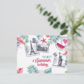 水彩夏期休暇はがき シーズンポストカード (スタンド正面)