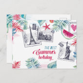 水彩夏期休暇はがき シーズンポストカード (正面/裏面)