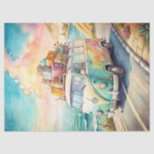 水彩夏期旅行休暇レトロバス 薄葉紙 (正面)