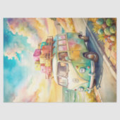 水彩夏期旅行休暇レトロバス 薄葉紙 (正面)