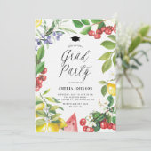 水彩夏果花卉毕业派对 招待状 (スタンド正面)
