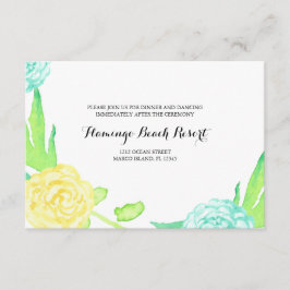 水彩夏花ウェディングレセプションカード 招待状