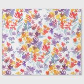 水彩夏草の花継ぎ目の無い模様 ラッピングペーパー (フラット)