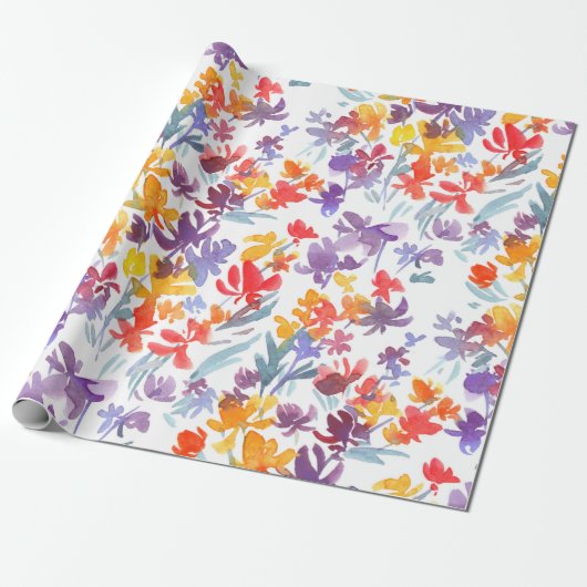 水彩夏草の花継ぎ目の無い模様 ラッピングペーパー (アンロールド)