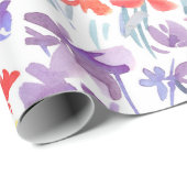 水彩夏草の花継ぎ目の無い模様 ラッピングペーパー (ロールコーナー)