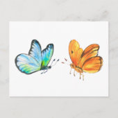 水彩夕日と海蝶 ポストカード (正面)