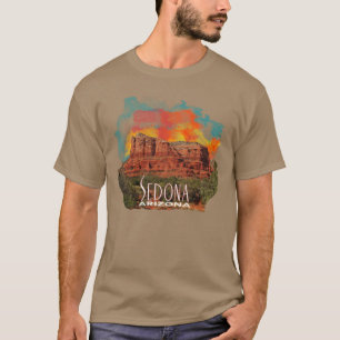 水彩夕焼けアリゾナ赤岩 Tシャツ