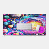 水彩外カラフル空間モノグラムデザイン デスクマット (キーボード&マウス)