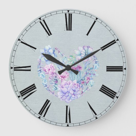 水彩多汁ハート ラージ壁時計 (正面)