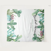 水彩多汁性サボテンブライダルシャワー タペストリー (正面(横))