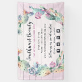 水彩多汁性サボテン&ウッ素朴ドボヘミアン 横断幕 (縦)