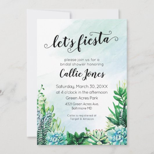 水彩多汁性フィエスタシャワー招待状 招待状 (正面)