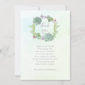 水彩多肉乳児シャワーありがとう サンキューカード (正面)