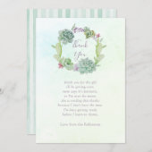 水彩多肉乳児シャワーありがとう サンキューカード (正面/裏面)