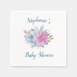 水彩多肉乳児シャワーパーソナライズされた スタンダードカクテルナプキン