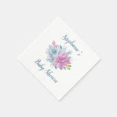 水彩多肉乳児シャワーパーソナライズされた スタンダードカクテルナプキン (角)