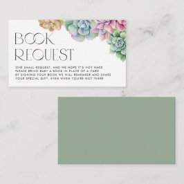 水彩多肉乳児シャワーブックリクエスト エンクロージャーカード