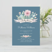 水彩多肉乳児シャワー招待状 (スタンド正面)