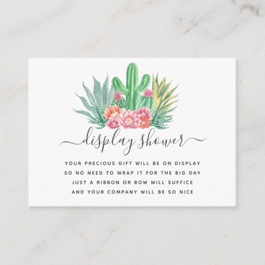 水彩多肉乳児シャワー表示シャワー エンクロージャーカード (正面)