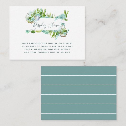 水彩多肉乳児シャワー表示シャワー エンクロージャーカード (正面/裏面)