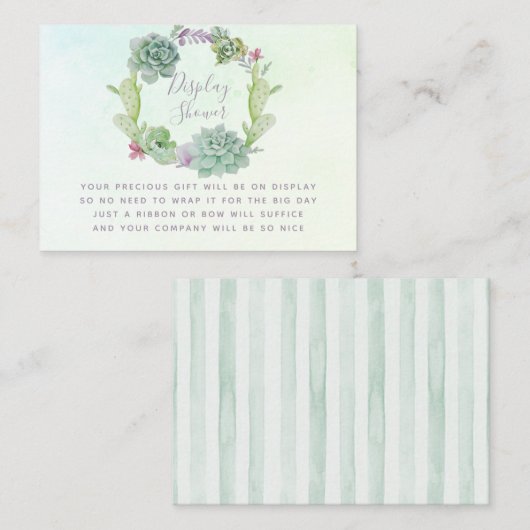 水彩多肉乳児シャワー表示シャワー エンクロージャーカード (正面/裏面)