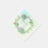 水彩多肉乳児シャワー スタンダードカクテルナプキン (角)