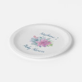 水彩多肉乳児シャワー ペーパープレート (アングル)