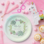 水彩多肉乳児シャワー ペーパープレート (パーティー)