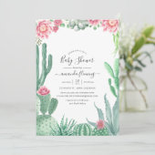 水彩多肉乳児シャワー 招待状 (スタンド正面)